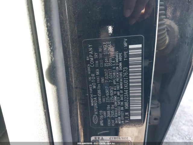 2019 HYUNDAI TUCSON KM8J23A41KU017673 Photo 8