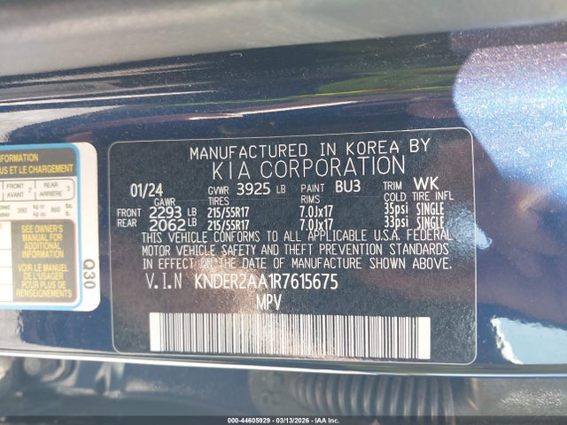 Продажа на аукционе авто 2024 Kia Seltos Ex, vin: KNDER2AA1R7615675, номер лота: 44605929