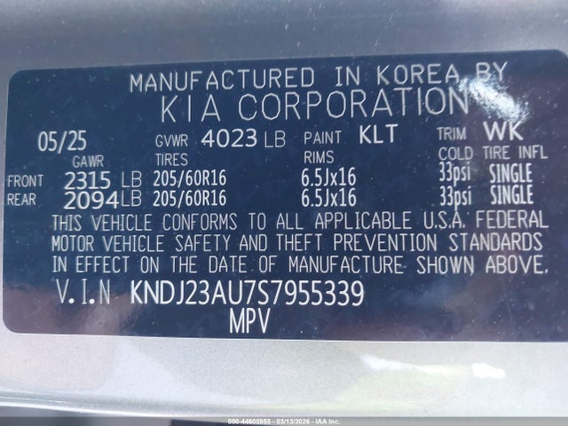 KNDJ23AU7S7955339 KIA SOUL LX