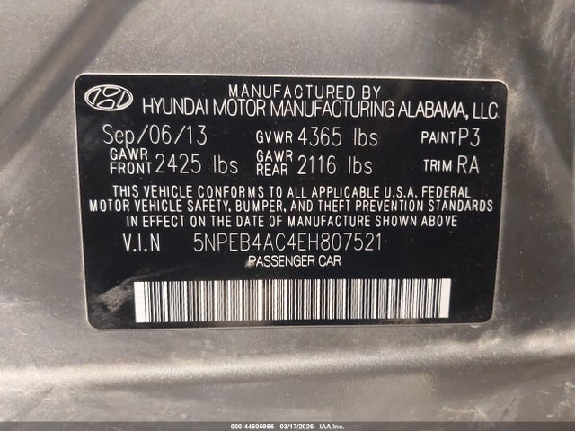Hyundai SONATA GLS 2014 5NPEB4AC4EH807521 Image 9