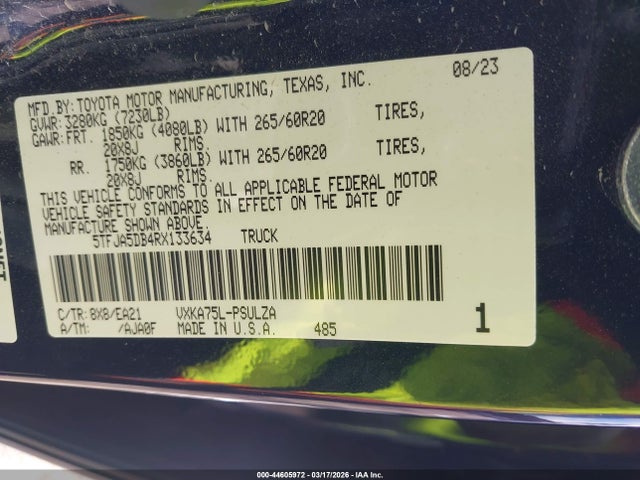 44605972 :رقم المزاد ، 5TFJA5DB4RX133634 vin ، 2024 Toyota Tundra Limited مزاد بيع