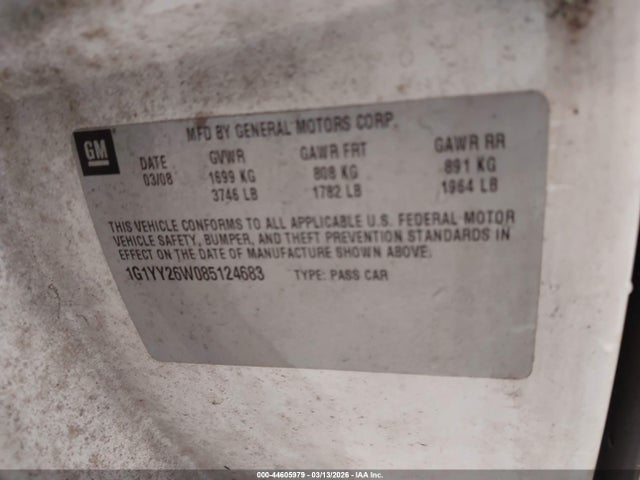 2008 CHEVROLET CORVETTE 1G1YY26W085124683 Photo 8