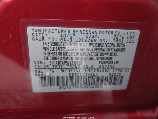 3N1AB7AP5JY218223 Nissan SENTRA SR