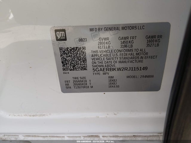 2024 Buick Enclave Essence Fwd მანქანა იყიდება აუქციონზე, vin: 5GAERBKW2RJ115149, აუქციონის ნომერი: 44606044