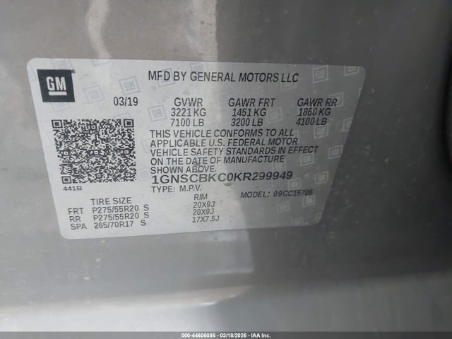 Chevrolet Tahoe Lt 2019 1GNSCBKC0KR299949 Image 9