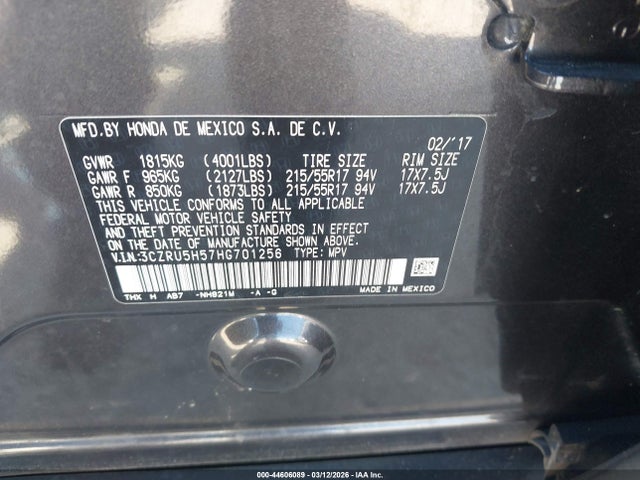 3CZRU5H57HG701256 Honda HR-V EX