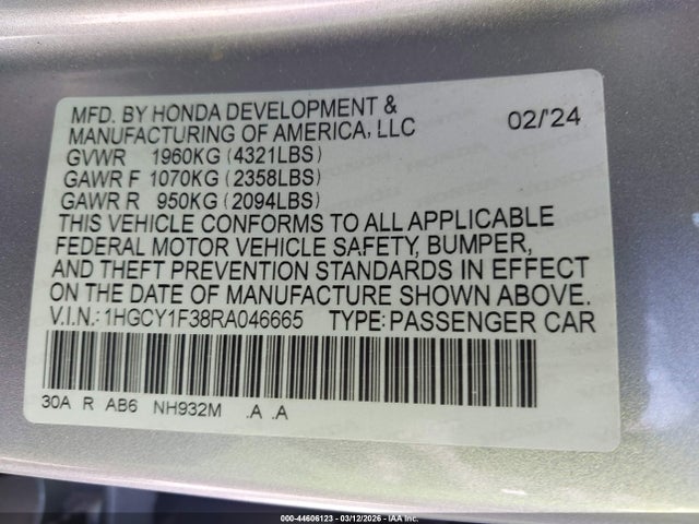 2024 HONDA ACCORD 1HGCY1F38RA046665 Photo 8