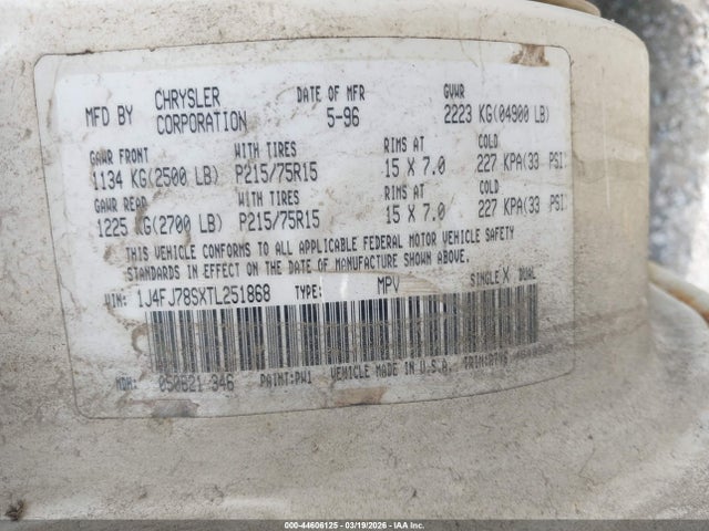 1996 JEEP CHEROKEE 1J4FJ78SXTL251868 Photo 8