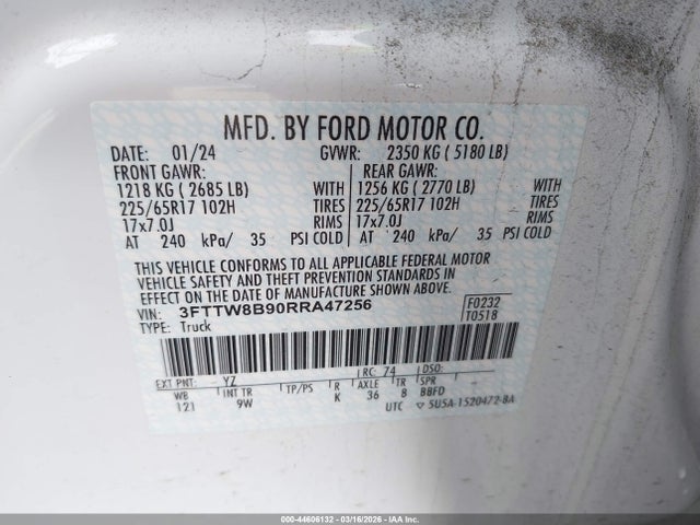 3FTTW8B90RRA47256 Ford Maverick Xl