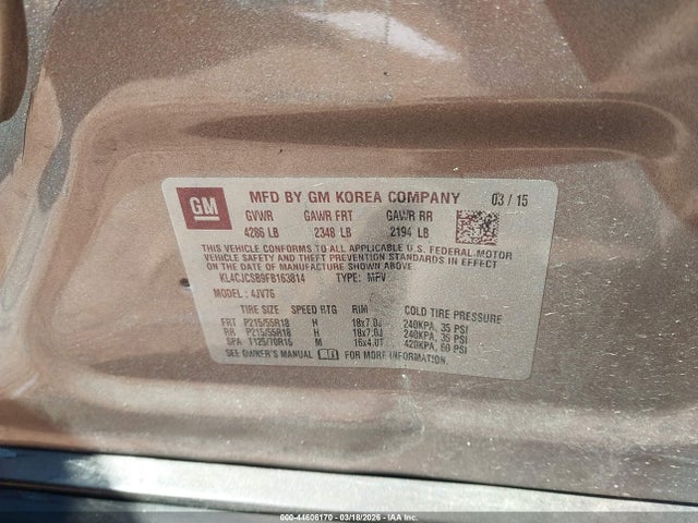 Aukcja sprzedaży 2015 Buick Encore Leather, vin: KL4CJCSB9FB163814, numer aukcji: 44606170