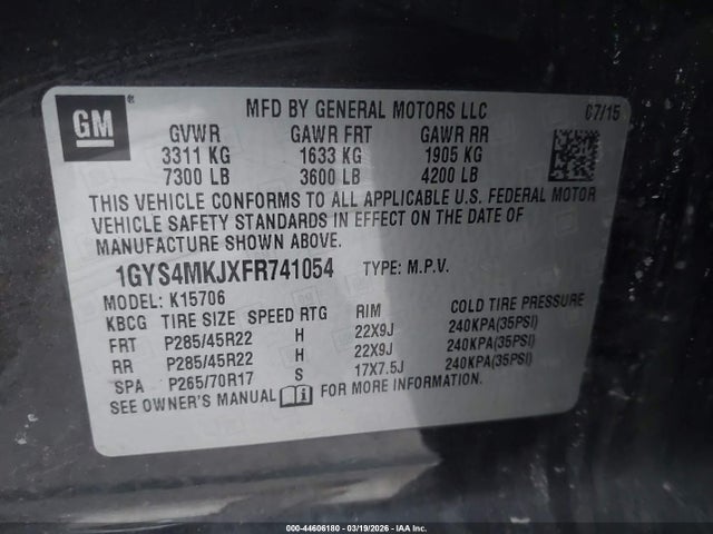 2015 CADILLAC ESCALADE 1GYS4MKJXFR741054 Photo 8