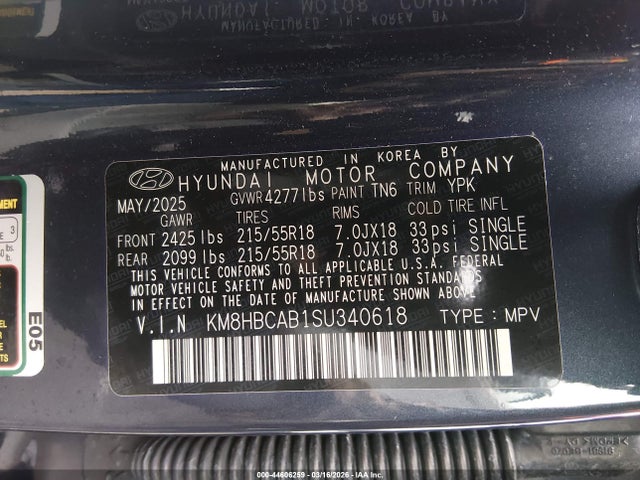 KM8HBCAB1SU340618 Hyundai Kona Sel