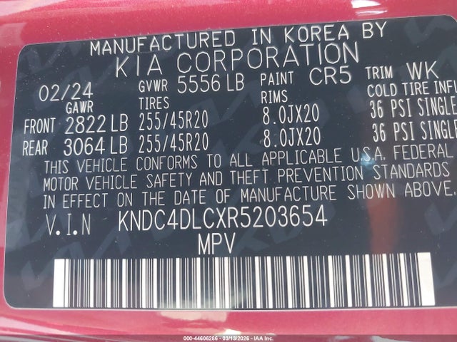 Aukcja sprzedaży 2024 Kia Ev6 Gt-line, vin: KNDC4DLCXR5203654, numer aukcji: 44606286