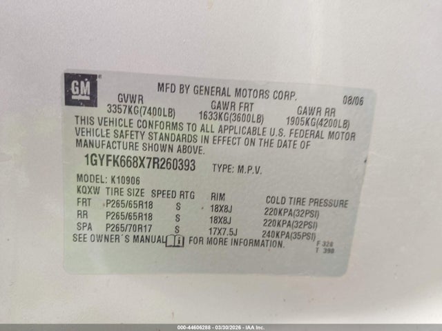 2007 CADILLAC ESCALADE ESV 1GYFK668X7R260393 Photo 8