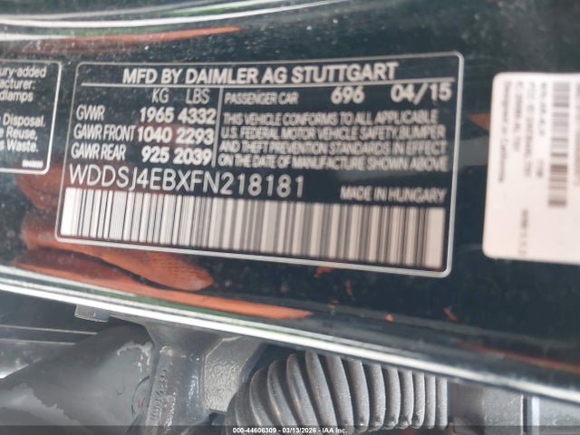 44606309 :رقم المزاد ، WDDSJ4EBXFN218181 vin ، 2015 Mercedes-benz Cla 250 مزاد بيع