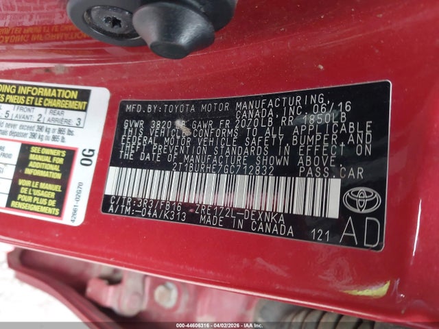 Toyota COROLLA LE 2016 2T1BURHE7GC712832 Image 9