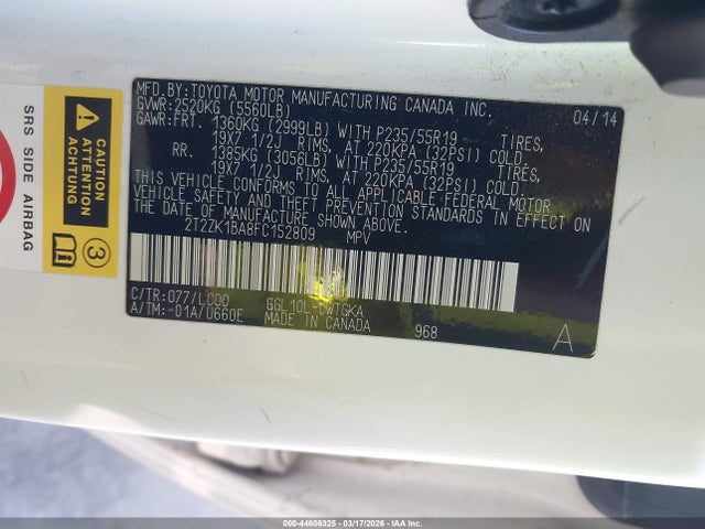 Продажа на аукционе авто 2015 Lexus Rx 350, vin: 2T2ZK1BA8FC152809, номер лота: 44606325