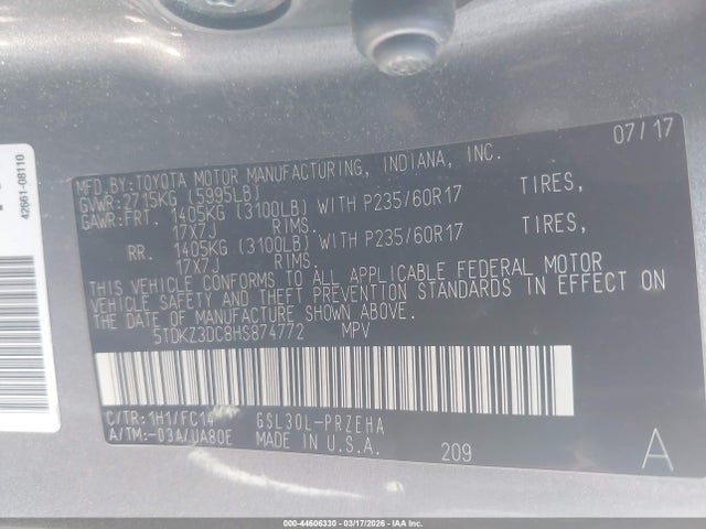 Toyota Sienna Le 7 Passenger 2017 5TDKZ3DC8HS874772 Image 9