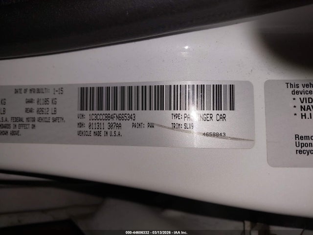 Продажа на аукционе авто 2015 Chrysler 200 S, vin: 1C3CCCBB4FN665343, номер лота: 44606332