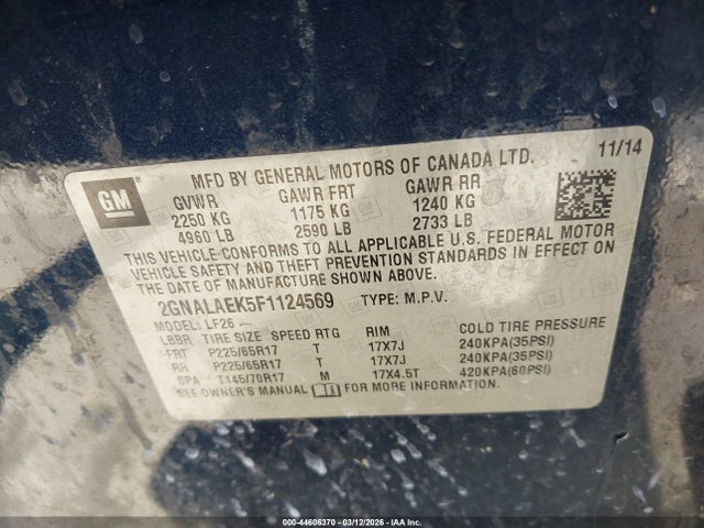 2015 CHEVROLET EQUINOX 2GNALAEK5F1124569 Photo 8