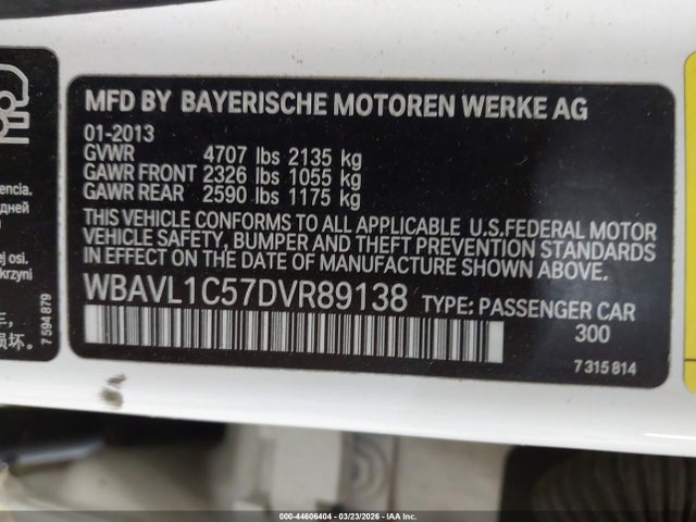 Продажа на аукционе авто 2013 Bmw X1 Xdrive28i, vin: WBAVL1C57DVR89138, номер лота: 44606404