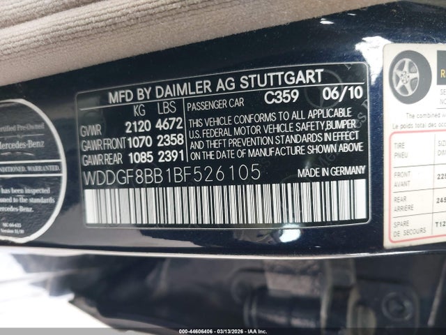 2011 Mercedes-benz C 300 Luxury 4matic/sport 4matic მანქანა იყიდება აუქციონზე, vin: WDDGF8BB1BF526105, აუქციონის ნომერი: 44606406