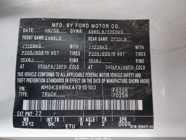 2010 FORD TRANSIT CONNECT NM0KS9BNXAT015103 Photo 8