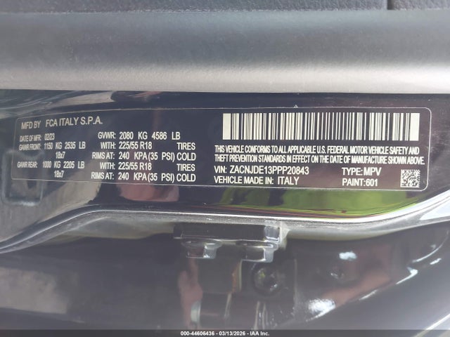 Aukcja sprzedaży 2023 Jeep Renegade Altitude 4x4, vin: ZACNJDE13PPP20843, numer aukcji: 44606436