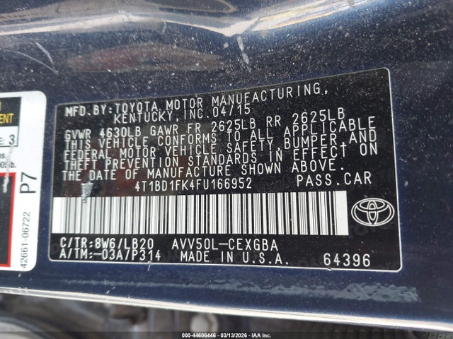2015 TOYOTA CAMRY HYBRID 4T1BD1FK4FU166952 Photo 8