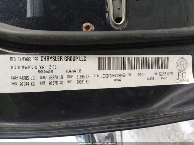 Продажа на аукционе авто 2013 Dodge Dart Limited/gt, vin: 1C3CDFCAXDD291098, номер лота: 44606447