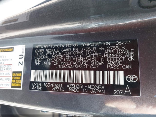 2023 Toyota Crown Xle მანქანა იყიდება აუქციონზე, vin: JTDAAAAF9P3011047, აუქციონის ნომერი: 44606518