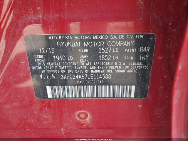 2020 HYUNDAI ACCENT 3KPC24A67LE114588 Photo 8