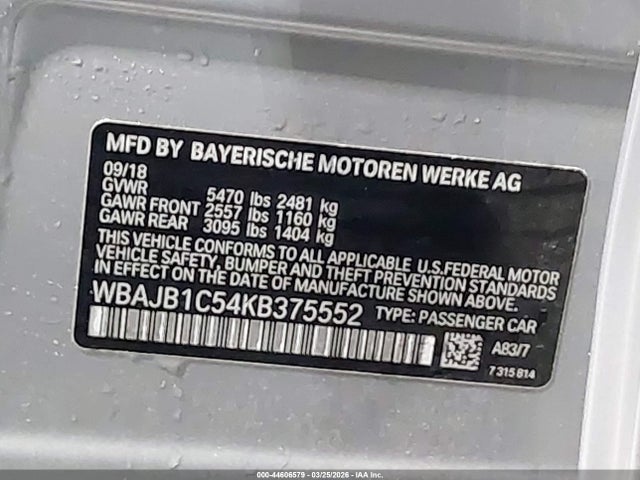 2019 BMW 530E WBAJB1C54KB375552 Photo 8