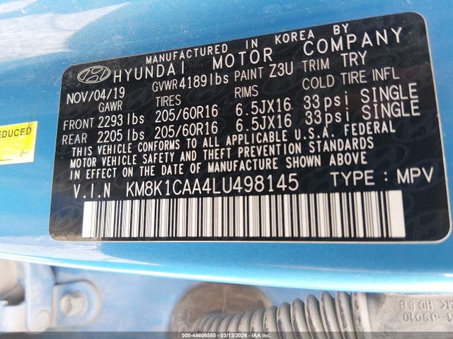 2020 HYUNDAI KONA KM8K1CAA4LU498145 Photo 8