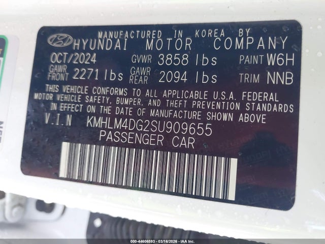 KMHLM4DG2SU909655 Hyundai Elantra Sel Sport