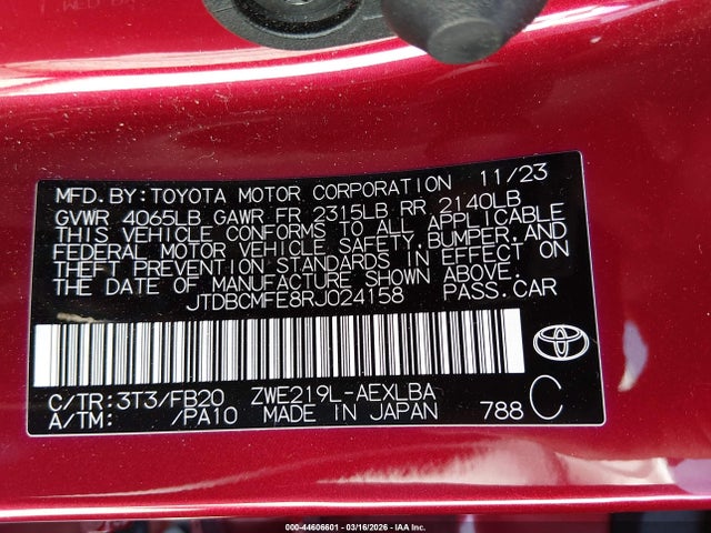 Toyota Corolla Hybrid Le 2024 JTDBCMFE8RJ024158 Image 9