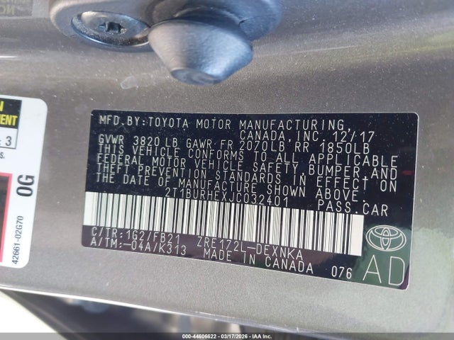 Toyota COROLLA LE 2018 2T1BURHEXJC032401 Image 9
