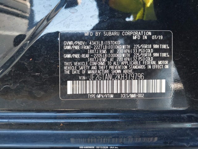 Subaru Crosstrek 2.0i Limited 2019 JF2GTANC2KH379796 Image 9