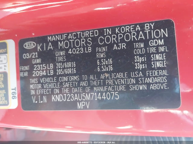 KIA SOUL LX 2021 KNDJ23AU5M7144075 Image 9
