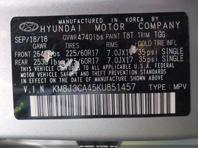 2019 HYUNDAI TUCSON KM8J3CA45KU851457 Photo 8