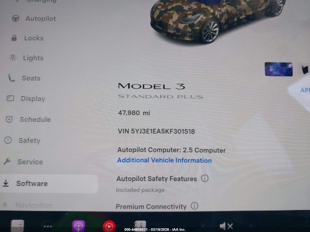 Aukcja sprzedaży 2019 Tesla Model 3 Long Range/mid Range/standard Range/standard Range Plus, vin: 5YJ3E1EA5KF301518, numer aukcji: 44606831
