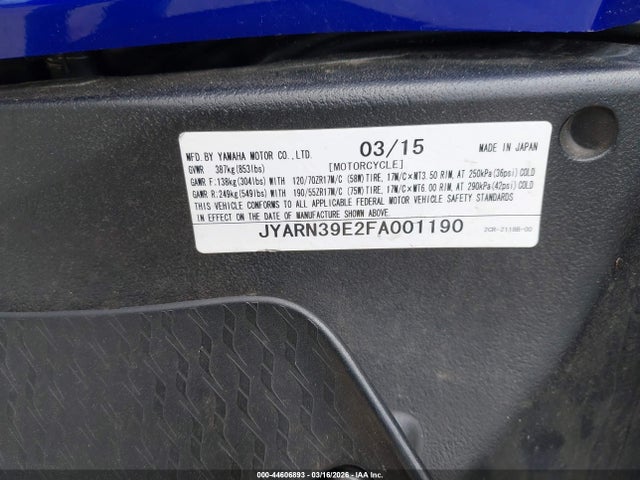 Yamaha YZFR1 2015 JYARN39E2FA001190 Image 10