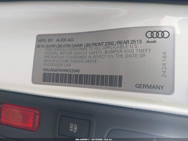 2017 AUDI A4 WAUANAF40HN022646 Photo 8