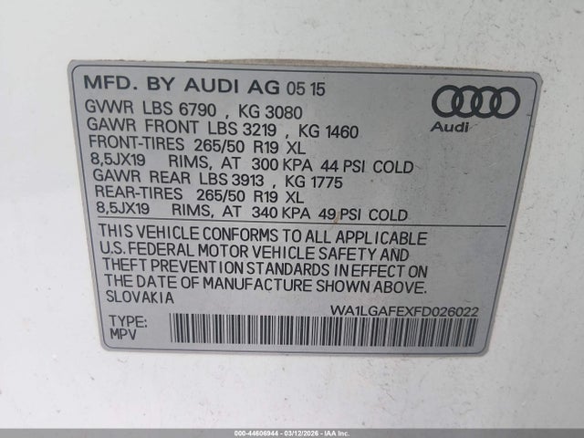 2015 AUDI Q7 WA1LGAFEXFD026022 Photo 8