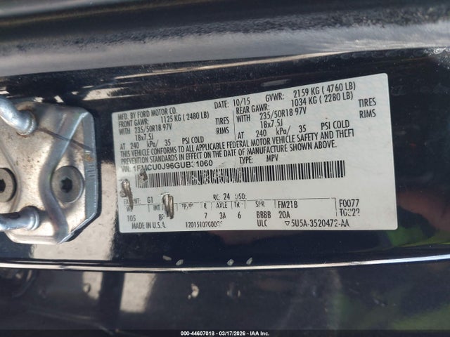 1FMCU0J96GUB31060 Ford Escape Titanium