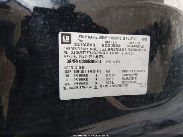 2008 CHEVROLET SUBURBAN 1500 3GNFK16308G306254 Photo 8