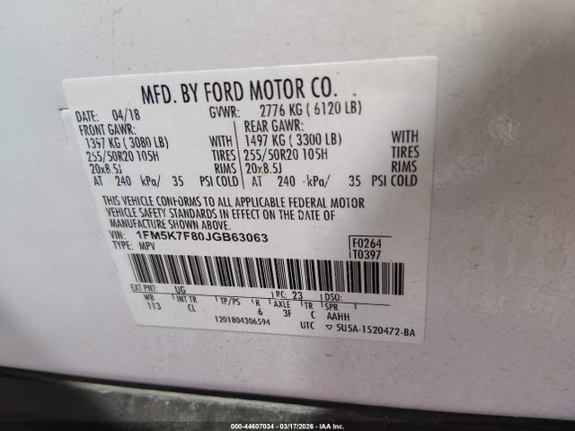 Ford Explorer Limited 2018 1FM5K7F80JGB63063 Image 9