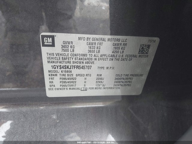 2015 CADILLAC ESCALADE ESV 1GYS4SKJ7FR545707 Photo 8