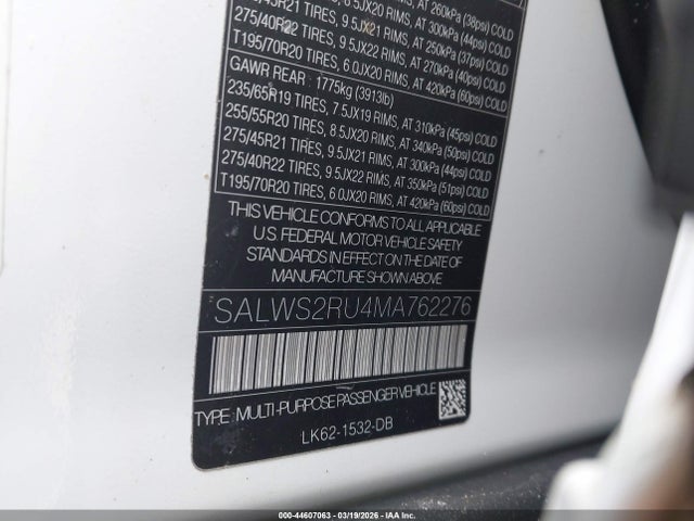 2021 LAND ROVER RANGE ROVER SPORT SALWS2RU4MA762276 Photo 8