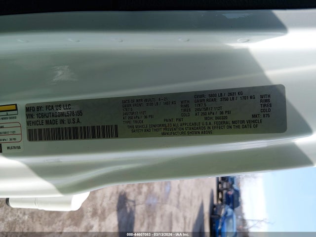 Aukcja sprzedaży 2021 Jeep Gladiator Freedom 4x4, vin: 1C6HJTAG0ML578155, numer aukcji: 44607083